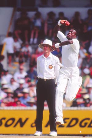 Curtly Ambrose finished with a career-best eight for 45 and match figures of 10 for 127 © Getty Images